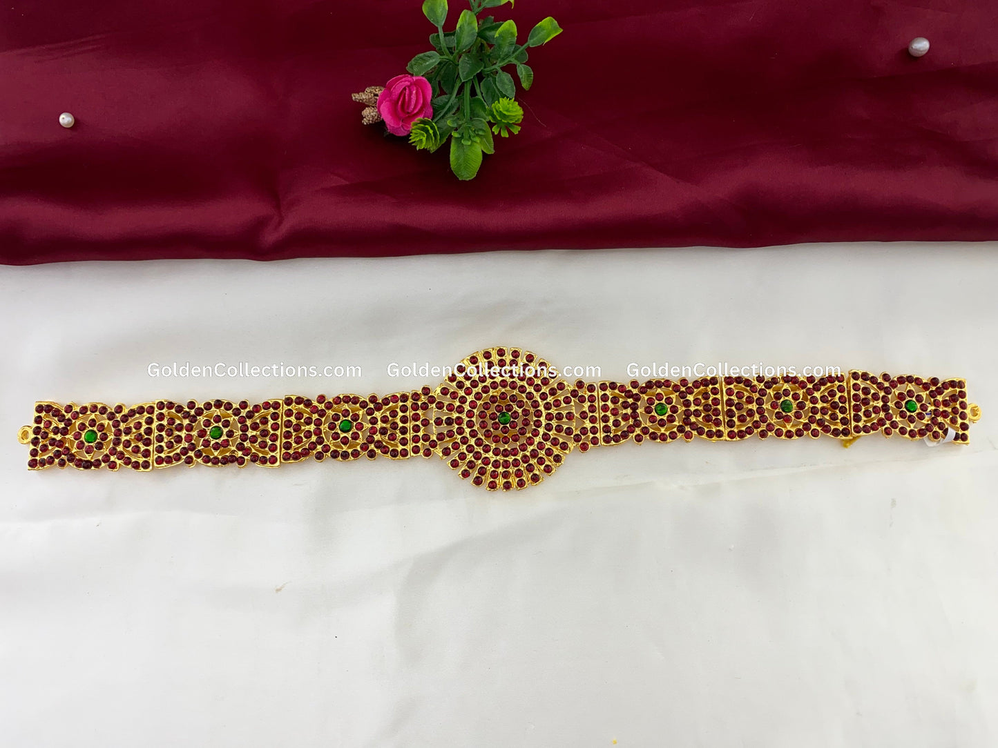 Golden Bharatanatyam Kamarband - Temple Jewelry Waist Belt BWB-004 2