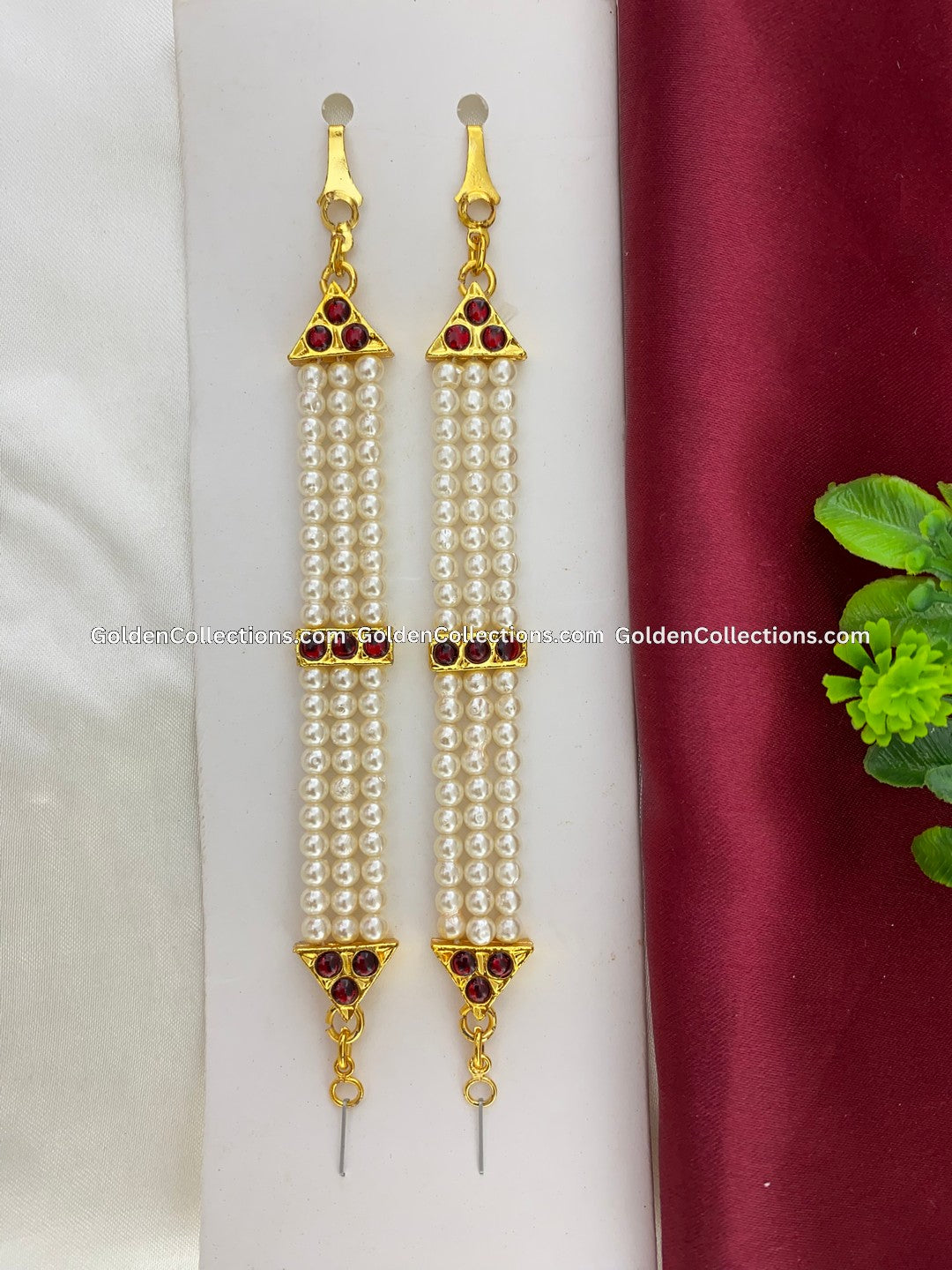 Kempu Stones Matil - Traditional Ear Cuff - GoldenCollections BDM-018