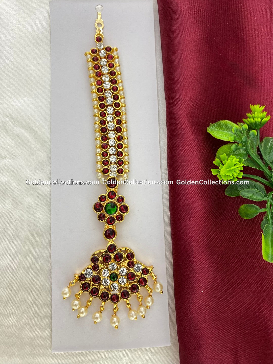 Bharatanatyam Nethi Chutti Maang Tikka with Kemp Stones BMT-012 for Bharatanatyam and Kuchipudi dance