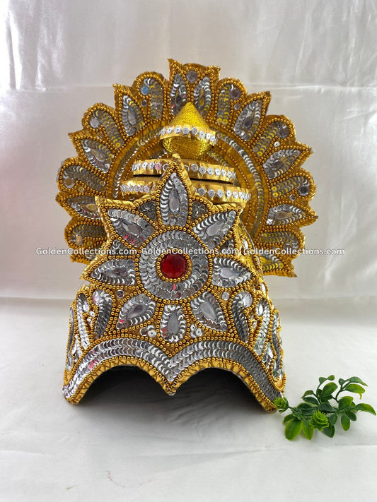 Mukut adorned with dazzling stones - GoldenCollections