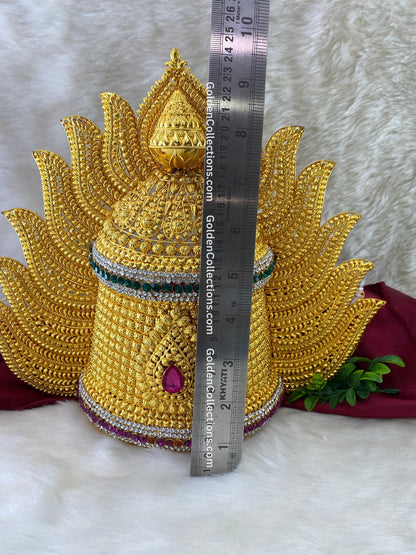 Online: Gold Plated Sacred Amman Kireedam Crown - DGC-214 2