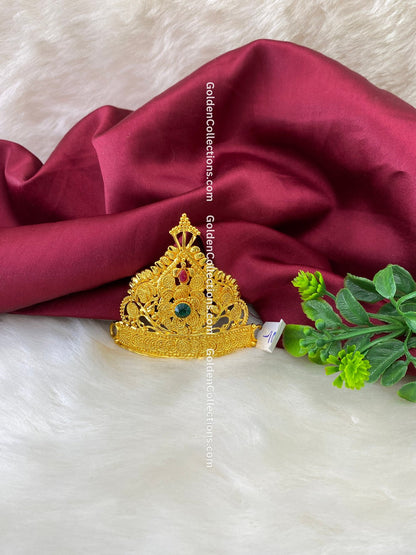 Online: Gold Plated Sacred Goddess Amman Kireedam Crown - DGC-240