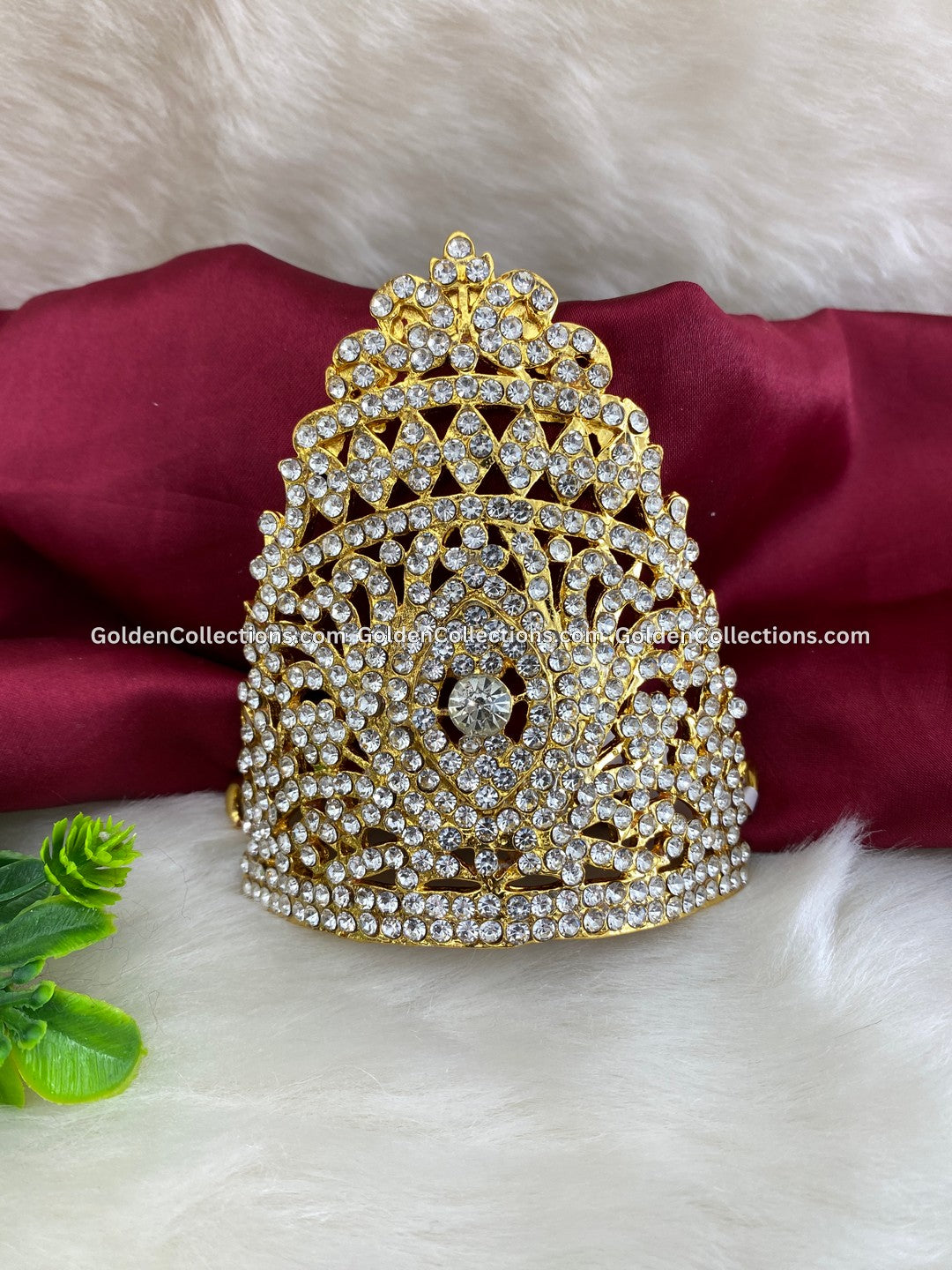 Ruby Red Deity Crown Kireedam for Hindu Goddess - Buy Now - DGC-0170