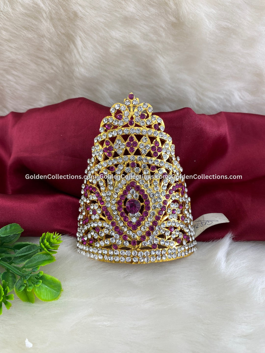 Ruby Red Deity Crown Kireedam for Hindu Goddess - Shop Now - DGC-0179
