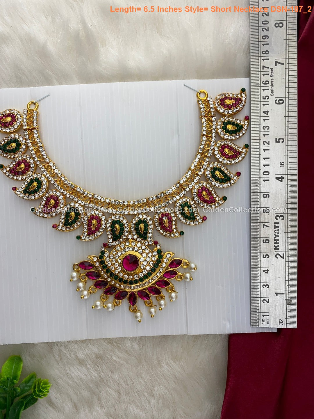Temple Deity Necklace - Goddess Lakshmi Jewellery Set - DSN-187 2