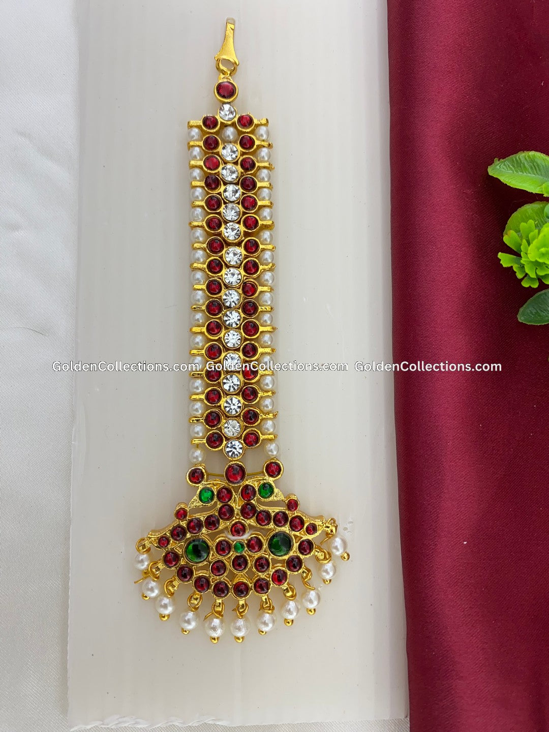 Bharatanatyam Nethi Chutti Maang Tikka with Kemp Stones BMT-013 for Bharatanatyam and Kuchipudi dance
