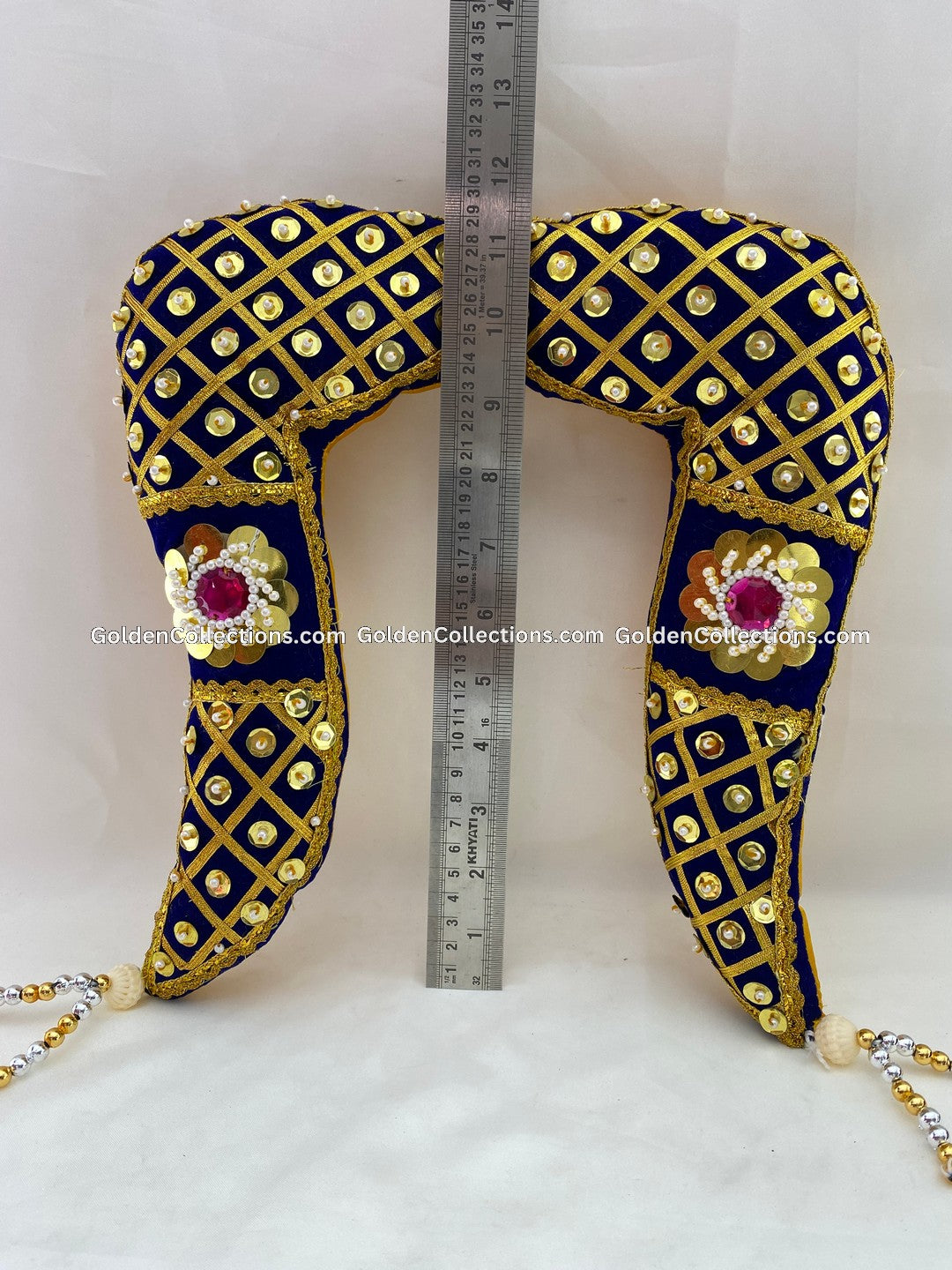 Thomala Vagamalai Bhujalu Shoulder Decoration for Pooja Small Golden Blue DVT-004