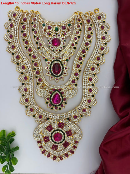 Traditional Amman Stone Long Necklace - GoldenCollections DLN-176
