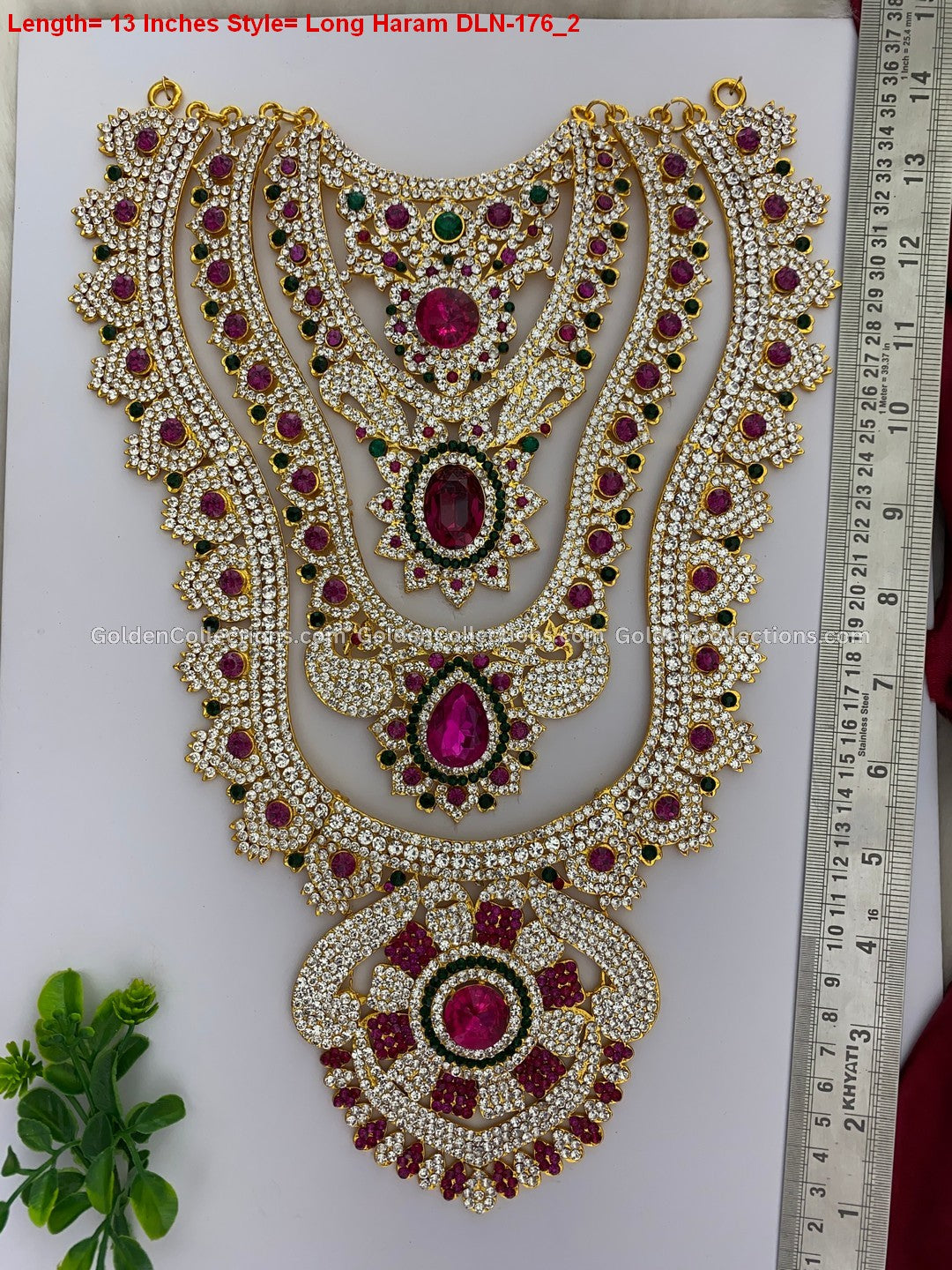 Traditional Amman Stone Long Necklace - GoldenCollections DLN-176 2